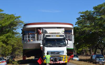 Full width of the boat on the road
