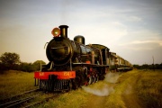 Royal Livingstone Express steam train near Victoria Falls, Zambia