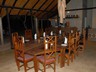 Meals are served under the thatched dining area