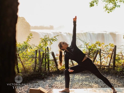 International Day of Yoga in the Victoria Falls Rainforest, Victoria Falls, Zimbabwe