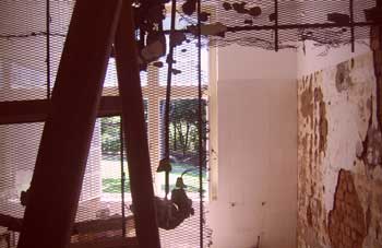 A bathroom being demolished before reconstruction