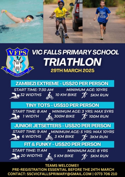 The Victoria Falls Primary School annual Triathalon in Victoria Falls, Zimbabwe