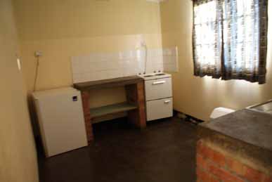 the kitchen - don't expect utensils or clean sinks etc..