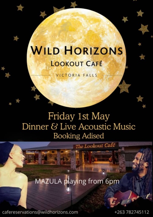 Full Moon dinner with live entertainment from Mazula at the Lookout Cafe in Victoria Falls, Zimbabwe