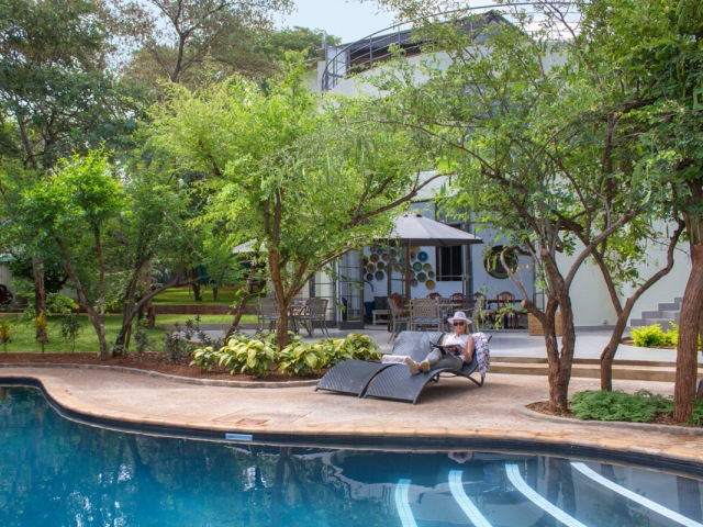 Pool and luscious garden