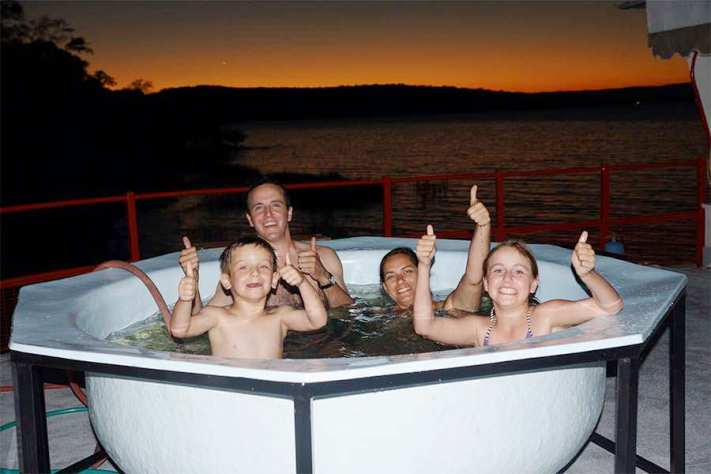 Fun in the water on the houseboat