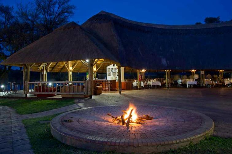 The fire pit near the pool