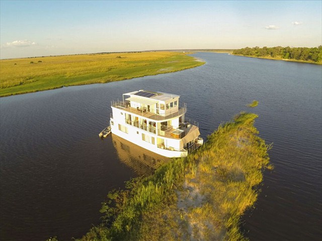 The scene of the Chobe Princess on the Chobe River