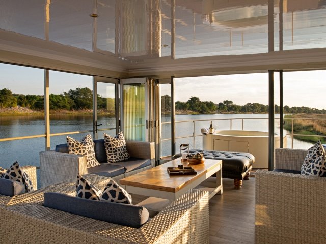 Lounging on the Chobe Princess between Botswana and Namibia- luxury houseboat on the Chobe River
