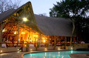The poolside at Chobe Safari Lodge as seen in the evening Evening at the poolside - Chobe Safari Lodge