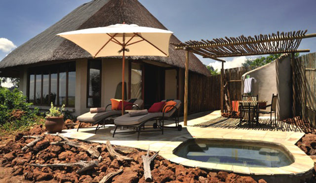 View of the front of a Ngoma Safari Lodge unit - facing the Chobe flood plains