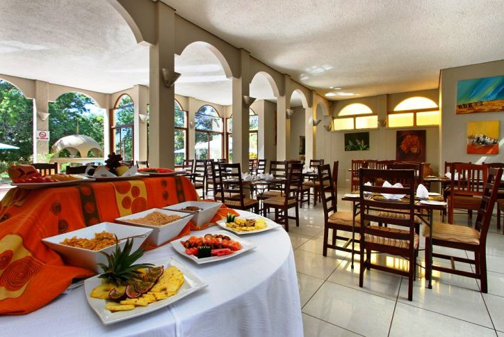 Dining inside the hotel