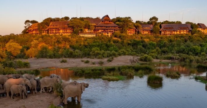 Thatched hotel in the African bush