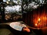 With outdoor bath and shower