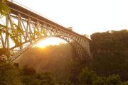 The Victoria Falls Bridge from the gorge below the Victoria Falls