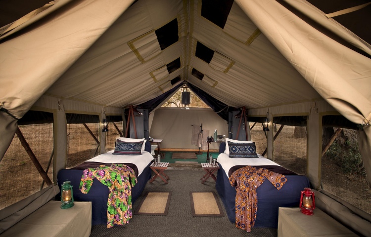 Inside Zambezi Expeditions tent, Mana Pools