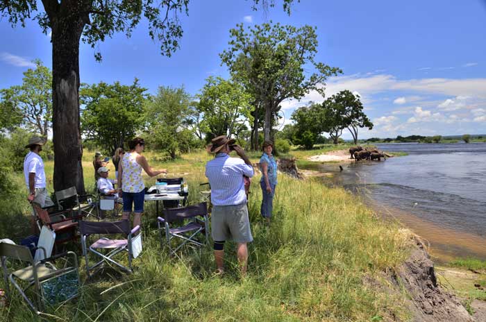 Picnicking on the banks of the Zambezi River