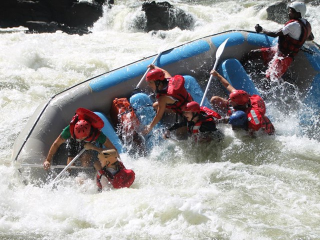 White-water rafting on the Zambezi River below the Victoria Falls