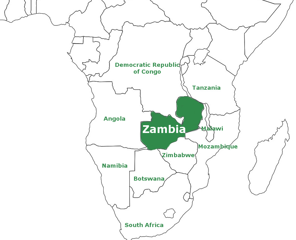 Zambia Location Map Location Map Of Zambia