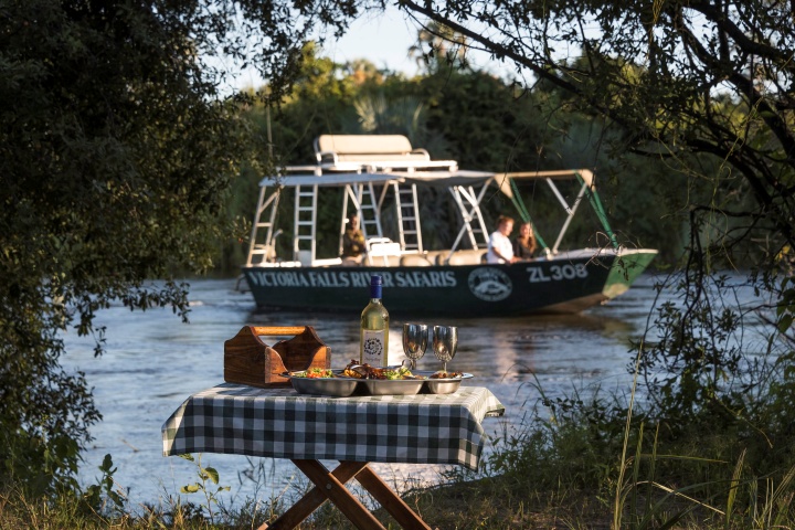 An island picnic awaits on the Zambezi River