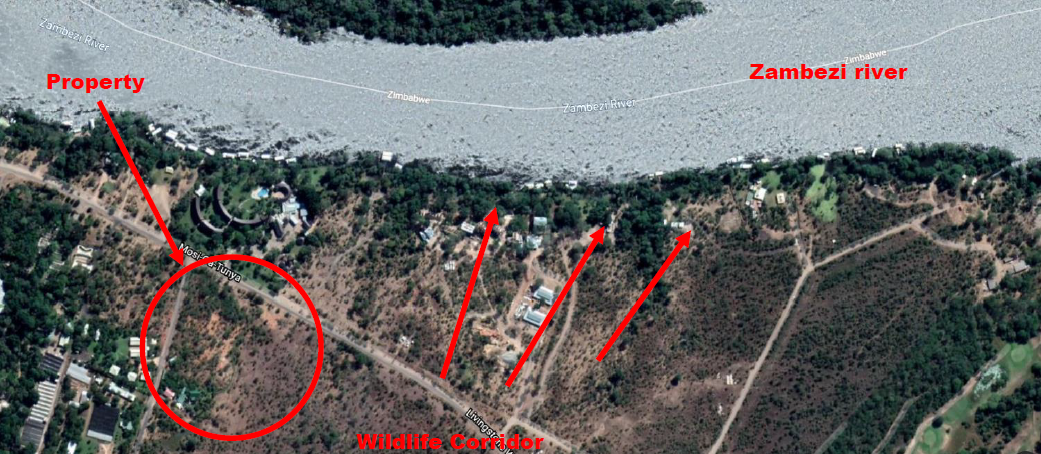 Property for sale in Victoria Falls near the Zambezi River, and in between the town center and national park